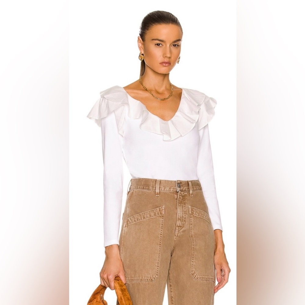 ⭐️NWT⭐️ Veronica Beard Strata Ruffled V-Neck, Size S - Picture 4 of 13